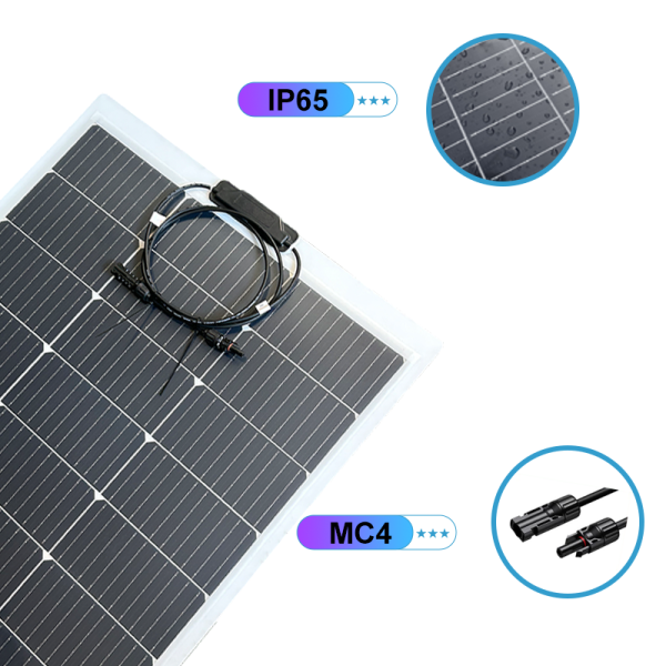 100W (1230*470*2mm, Black) CPC Semi-Flexible Solar Panel